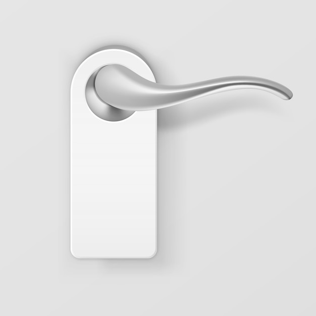 Metal door handle lock with hanger  on background