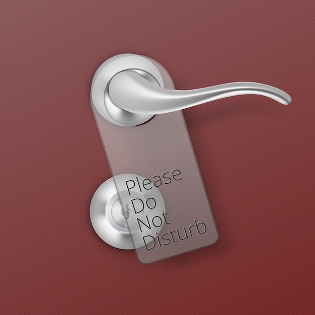 Metal door handle lock with hanger  on background