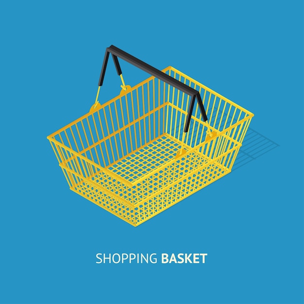 Metal empty shopping basket