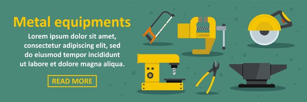 Metal equipments banner template horizontal concept