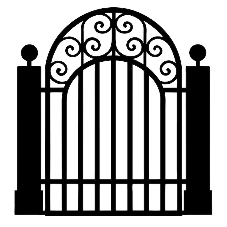 Vector metal gate fence silhouette art amp fence symbol vector illustration