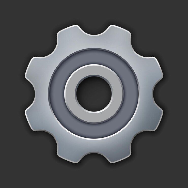 Metal gear mechanism element Icon Setting Toothed wheel Vector illustration
