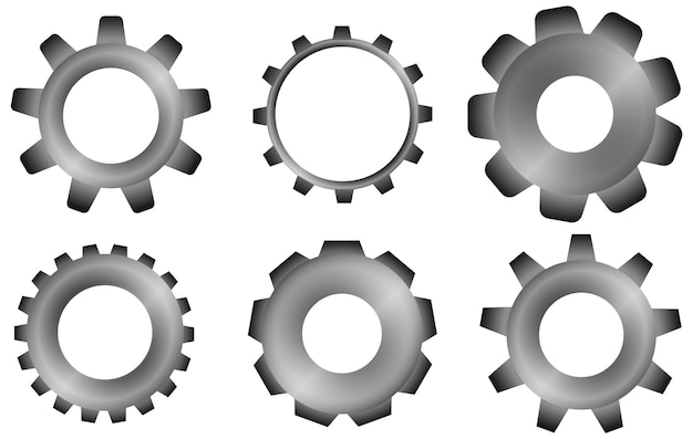 Metal gears Steampunk cogwheels vector set illustration design elements great for laser or vinyl cut