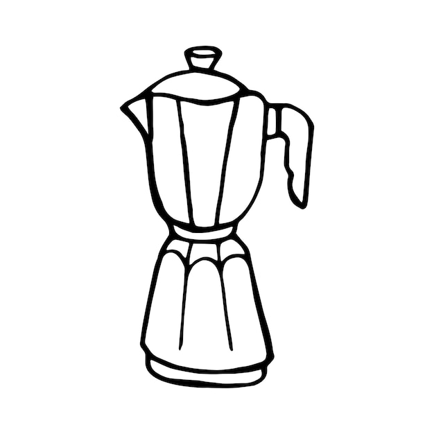 Metal geyser coffee pot Handdrawn doodle Vector illustration