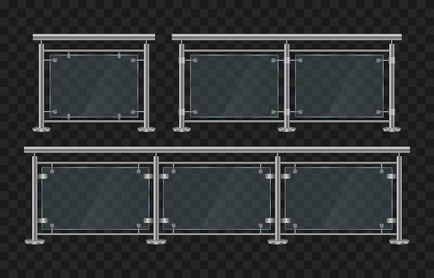 Vector metal handrails on transparent background