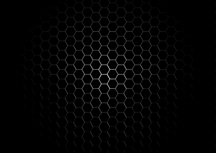 Vector metal hexagon grid on black background