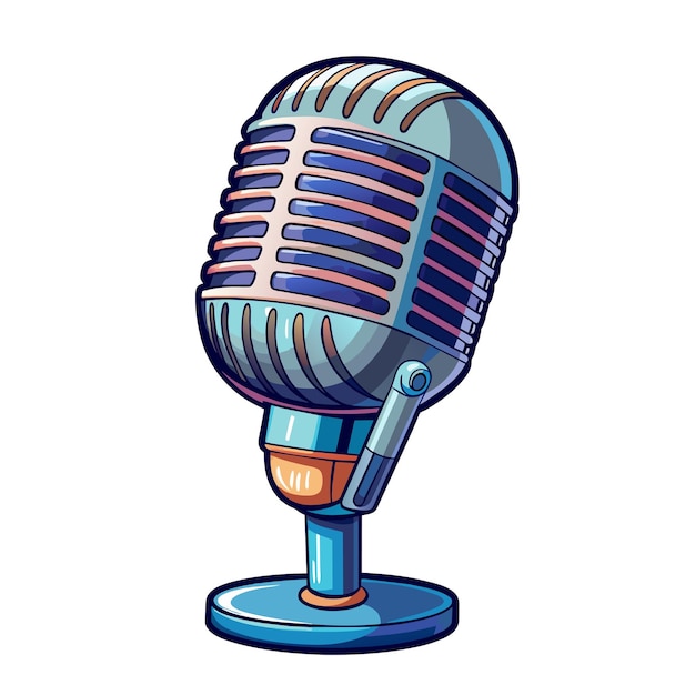 Vector metal karaoke microphone cartoon style on white background