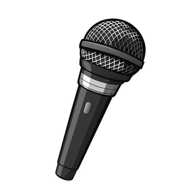 Vector metal karaoke microphone cartoon style on white background