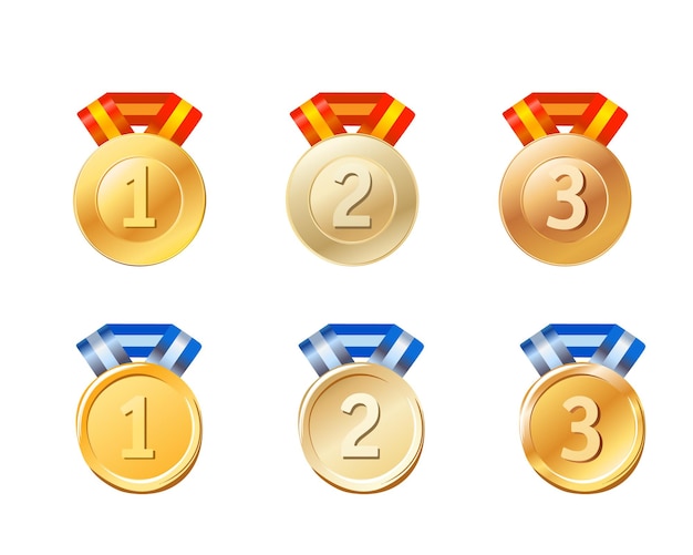 Metal medals vector set