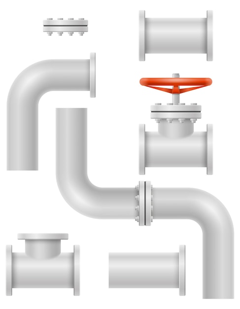 Metal pipes for plumbing vector illustration