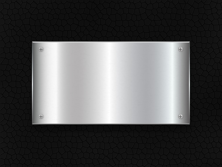 Vector metal plate banner . iron tag on leather 