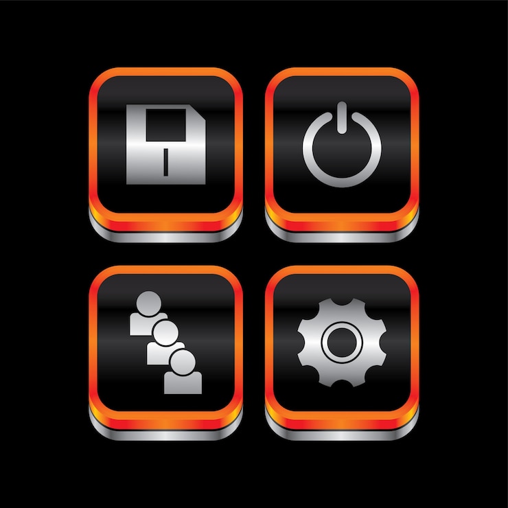 Vector metal plate theme icon button