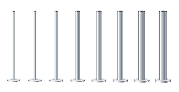 Metal poles with different diameters metal columns steel pipes template design for urban advertising