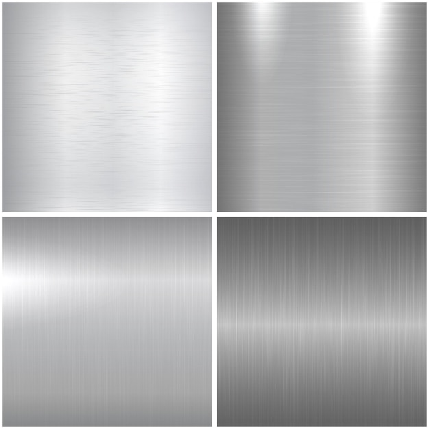 Vector metal polished textures. metallic brushed shiny silver backgrounds