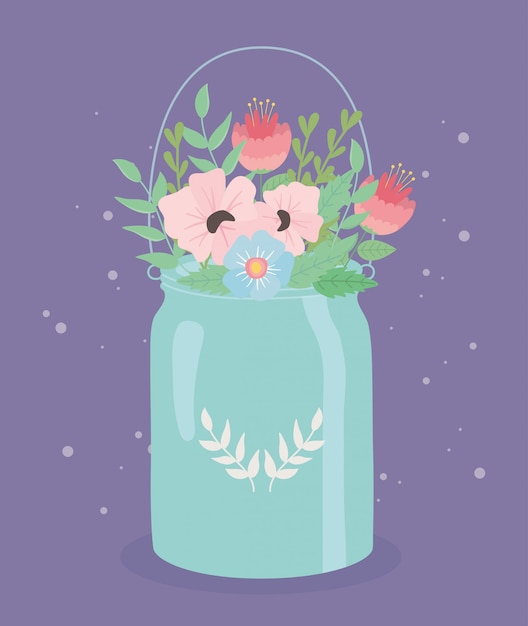 metal pot hanger with flowers and leafs decoration