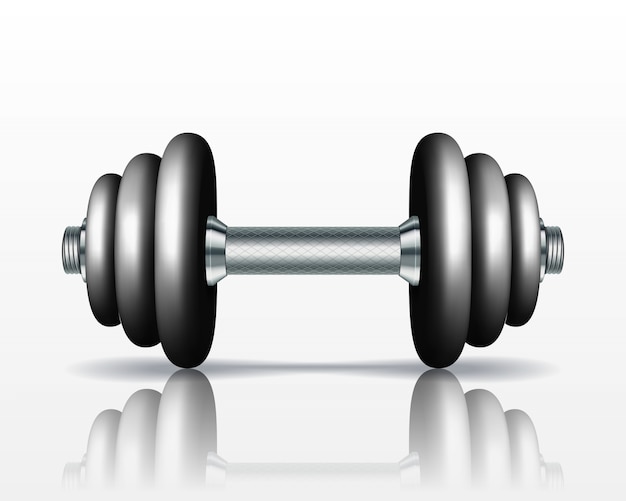 Vector metal realistic dumbbell  on white background. realistic  illustration.