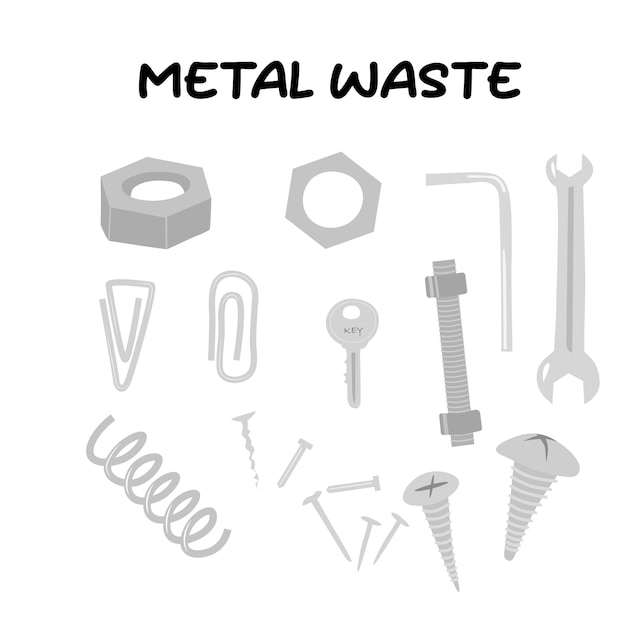 Векторный набор инструментов для ремонта металла Механический инструмент Инструмент для обслуживания Строительный и бытовой инструмент