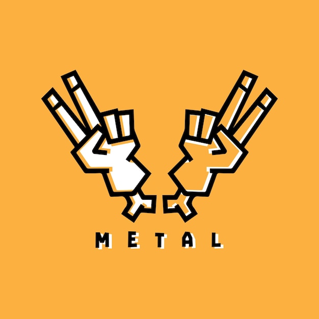 Metal rock schedel hand ontwerp vector kunst illustratie