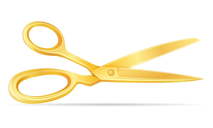 Vector metal scissors for tailor or barber stationery equipment vector illustration