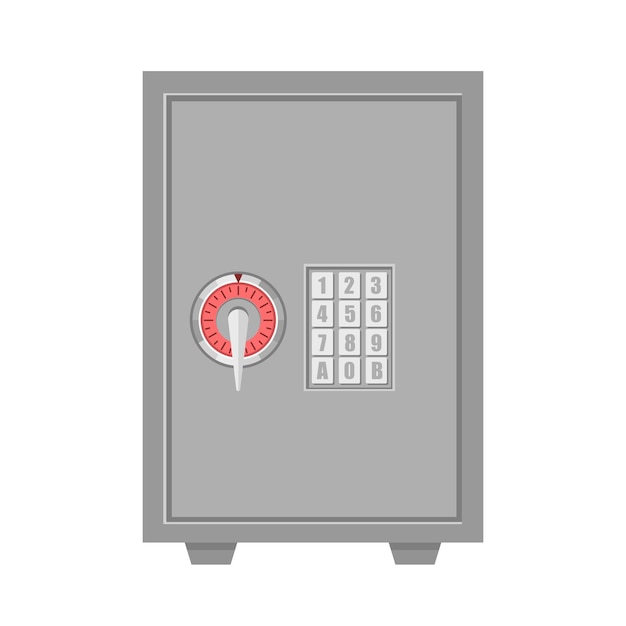 Metal security box safe deposit box cartoon vector illustration isolated object