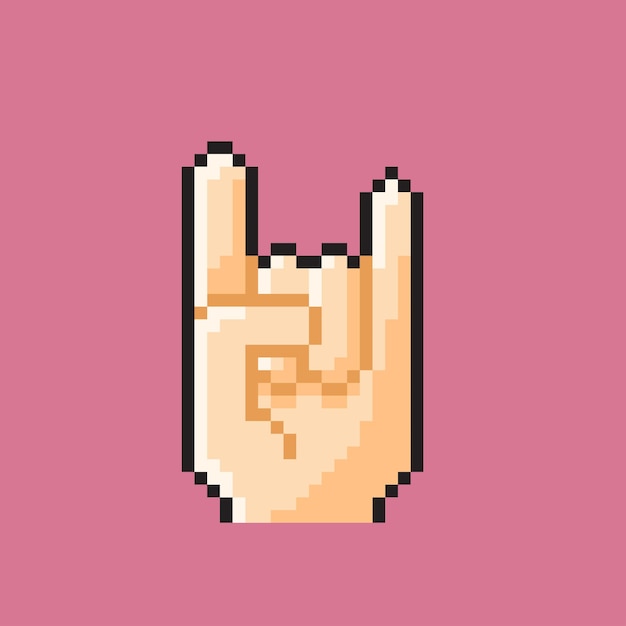 Metal sign hand in pixel art style