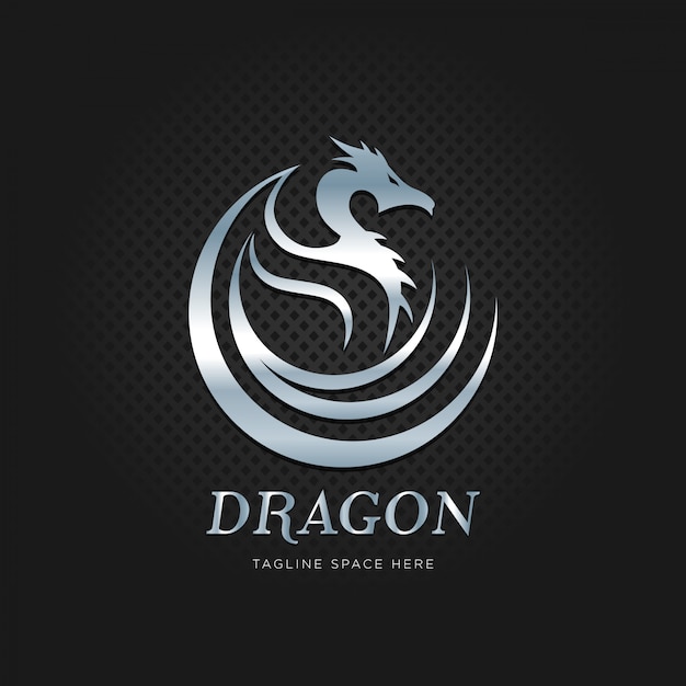 Metal silver dragon logo