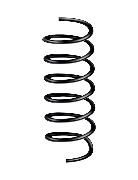 Metal spring Spiral shape Vector icon of swirl line or curved wire cord shock absorber or equipment part Repair spare part or flexible supplement