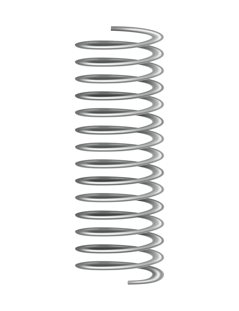 Metal spring spiral shape vector icon of swirl line or curved wire cord shock absorber or equipment part repair spare part or flexible supplement