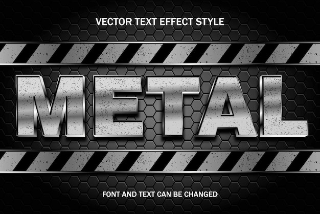 Вектор Металлический стальной серебряный шрифт типография надписи 3d редактируемый текстовый эффект стиль шрифта шаблон фона