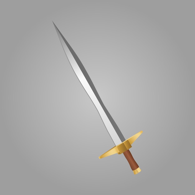 Metal Sword, straight swords, Asia sword, vector realistic sword isolated on grey background, vector