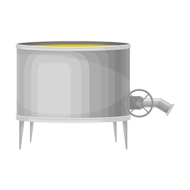 Vector metal tank with olive oil as industrial production process vector illustration