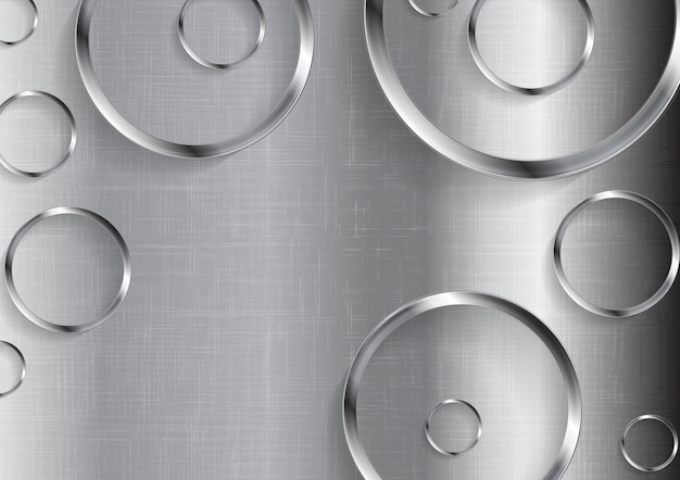 Metal tech vector background with circles