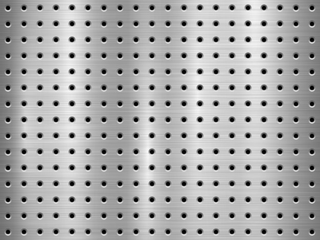 Vector metal technology background with seamless circle perforated pattern