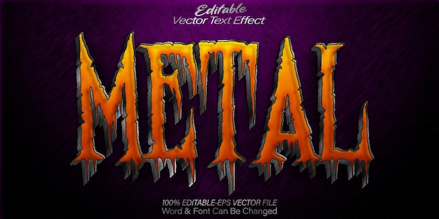 Vector metal text effect editable alphabet heavy metal rock music skull rocker