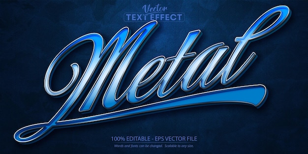 Металлический текст, редактируемый текстовый эффект в серебряном стиле на темно-синем текстурированном фоне
