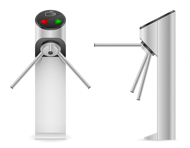 Metal turnstile to block the passage without permission or identification