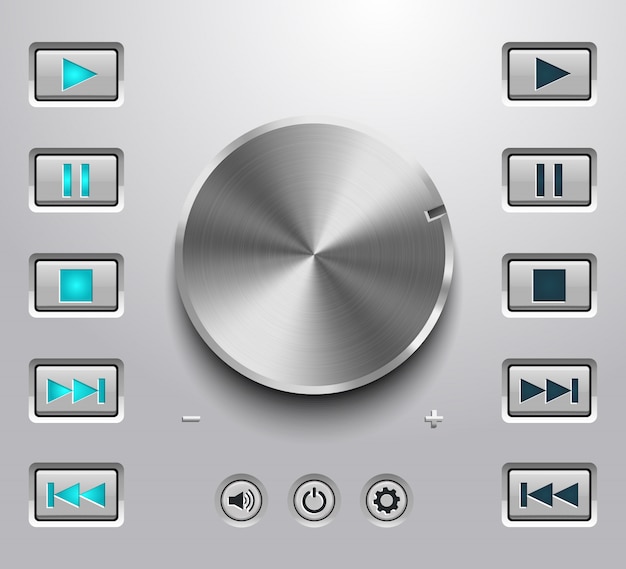 Вектор Металлическая кнопка регулировки громкости и кнопки регулировки громкости