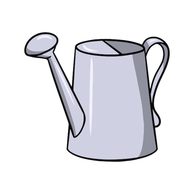 Metal watering can for watering flowers vector cartoon