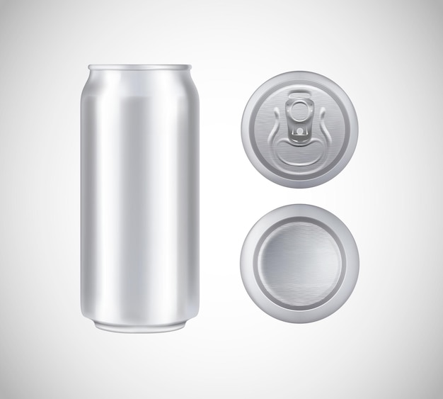 Vector metalen blikje boven voorkant onderaanzicht kan vector visueel 500 ml voor bier pils alcohol frisdrank frisdrank reclame