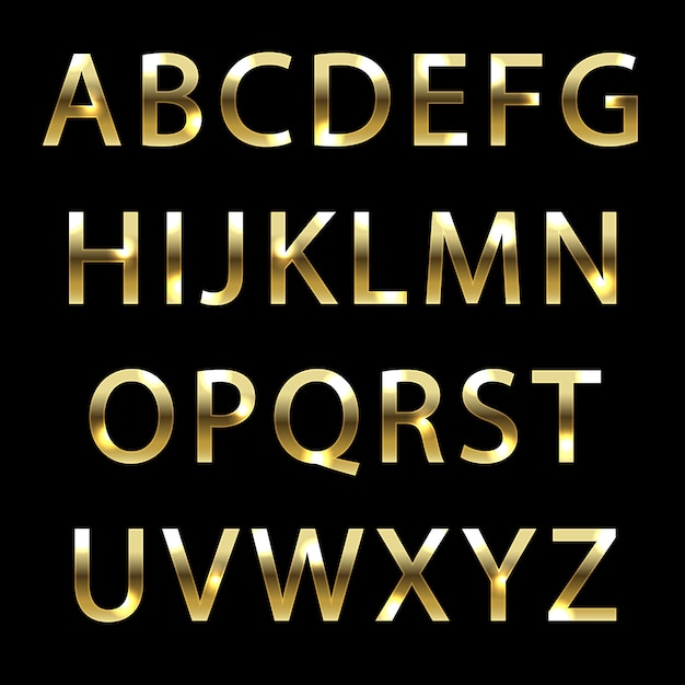 Vector metalen goud lettertype
