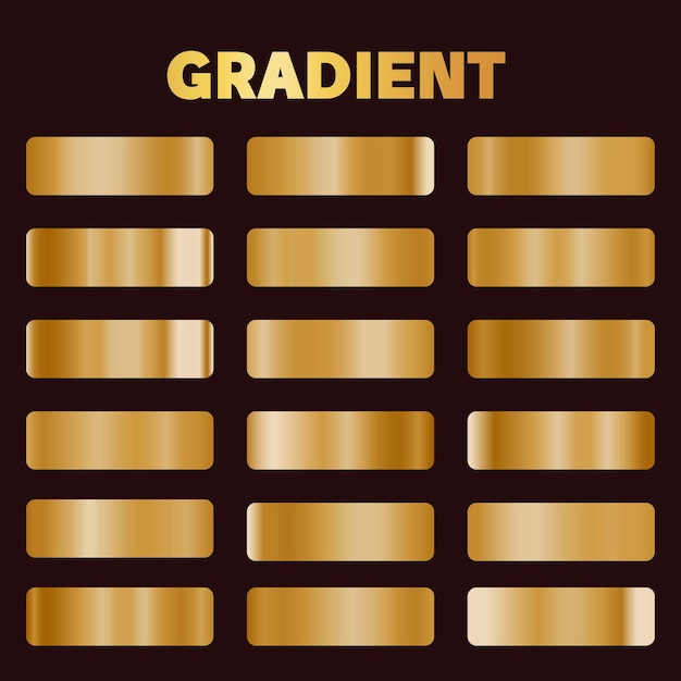 Metalen gouden verlopen. Vector vierkante gouden gradiënttextuurcollectie voor ontwerp