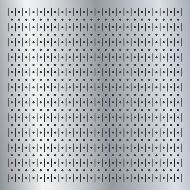 Metalen peg board geperforeerde textuur achtergrondmateriaal met ronde gaten patroonbord vector