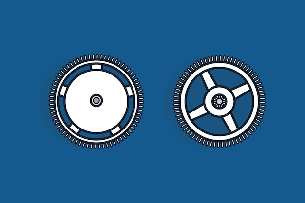 Metalen tandwielen en tandwielen vector illustratie. Mechanisme wielen pictogram concept.