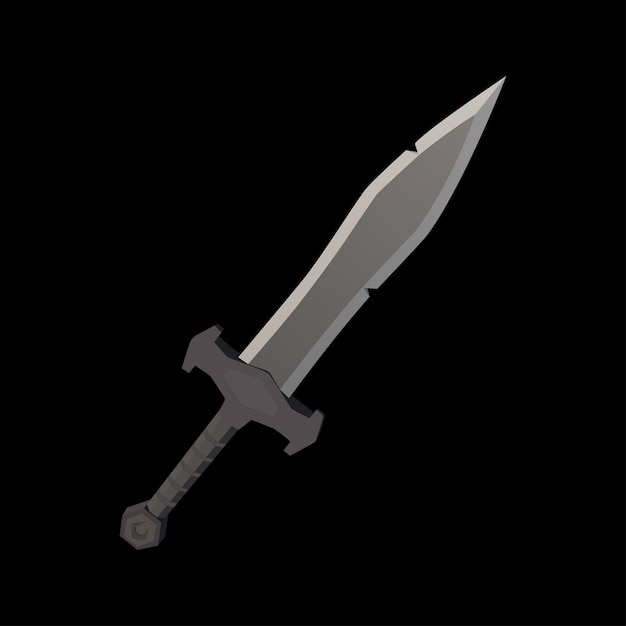 Metalen zwaarden, rechte zwaarden, Azië zwaard, vector realistisch zwaard geïsoleerd op zwarte achtergrond