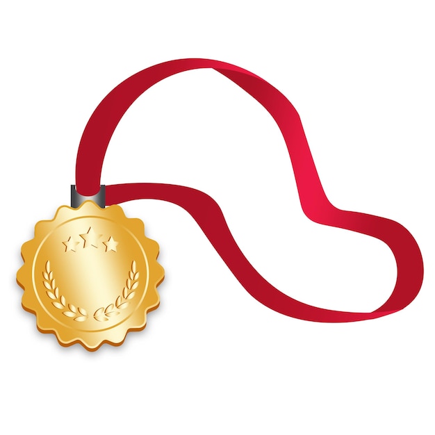 Vector metalic elegant medal with ribbon