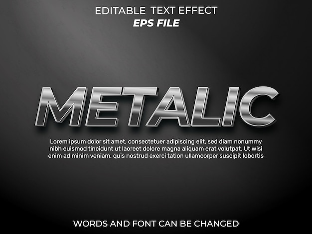 metalic teksteffect lettertype bewerkbare typografie 3d tekst vector sjabloon
