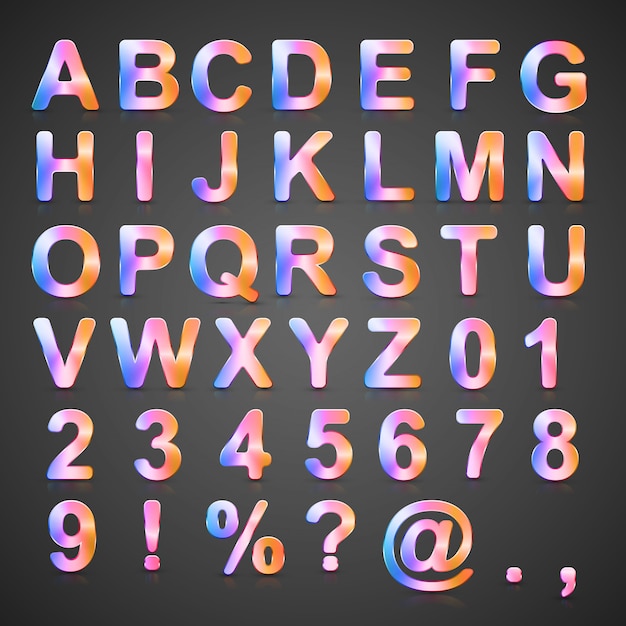 Vector metallic alphabet set.