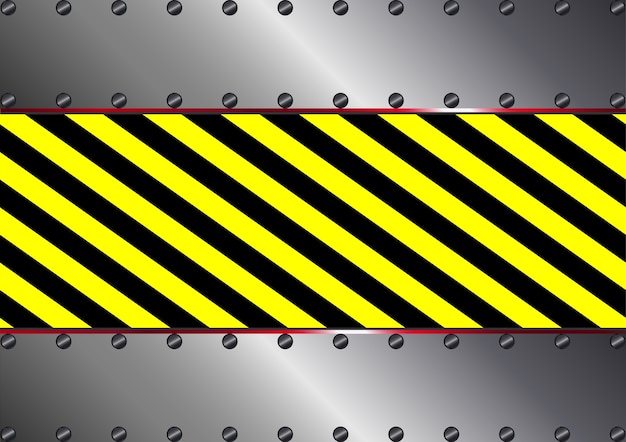 Vector metallic background with yellow and black stripes