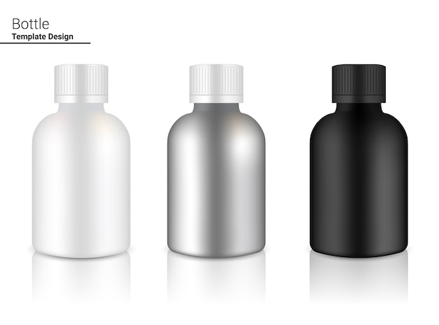 Metallic Bottle  Realistic Drink or Medicine merchandise on Background Illustration. Health Care and Medical.