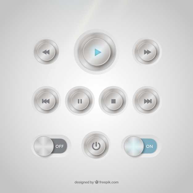 Vector metallic buttons collection